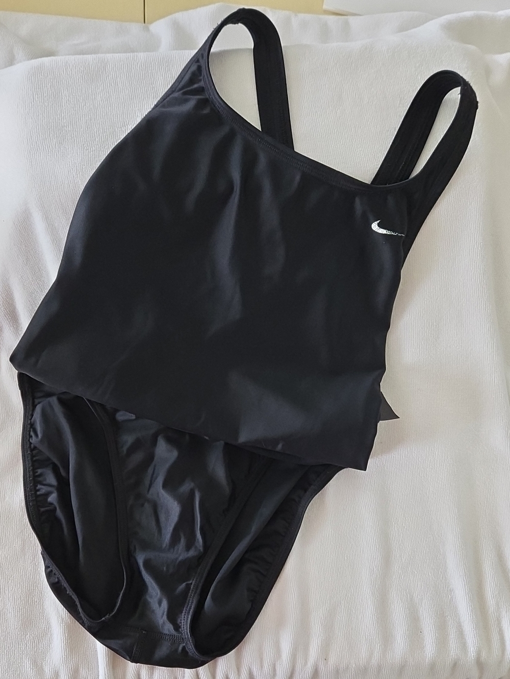 Nike Black One-Piece Tank Swim Suit with White Swoosh, Size 38 (12)